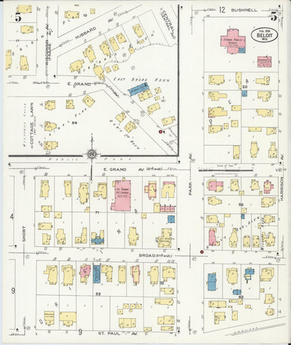 Sanborn Fire Insurance Map from Beloit, Rock County, Wisconsin (1926), Sheet #0005 - Complete Map Set gallery image, historic Sanborn map, vintage wall art, Wisconsin Wisconsin