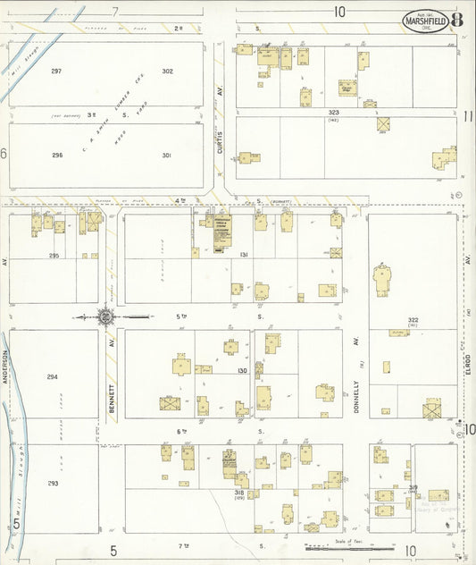 Sanborn Fire Insurance Map from Marshfield, Coos County, Oregon (1911), Sheet #0008 - Historic Sanborn Fire Insurance Map Print, vintage old map wall art, antique decor, genealogy gift, Oregon Oregon map