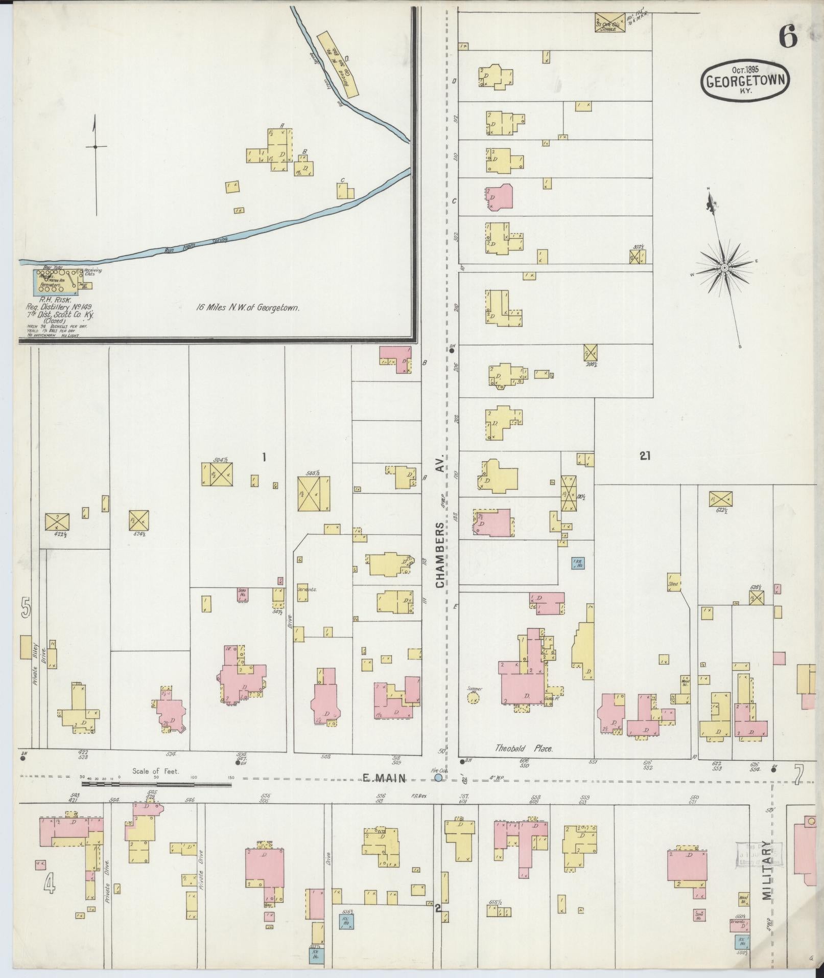 Sanborn Fire Insurance Map from Georgetown, Scott County, Kentucky (1895), Sheet #0006 - Complete Map Set gallery image, historic Sanborn map, vintage wall art, Kentucky Kentucky