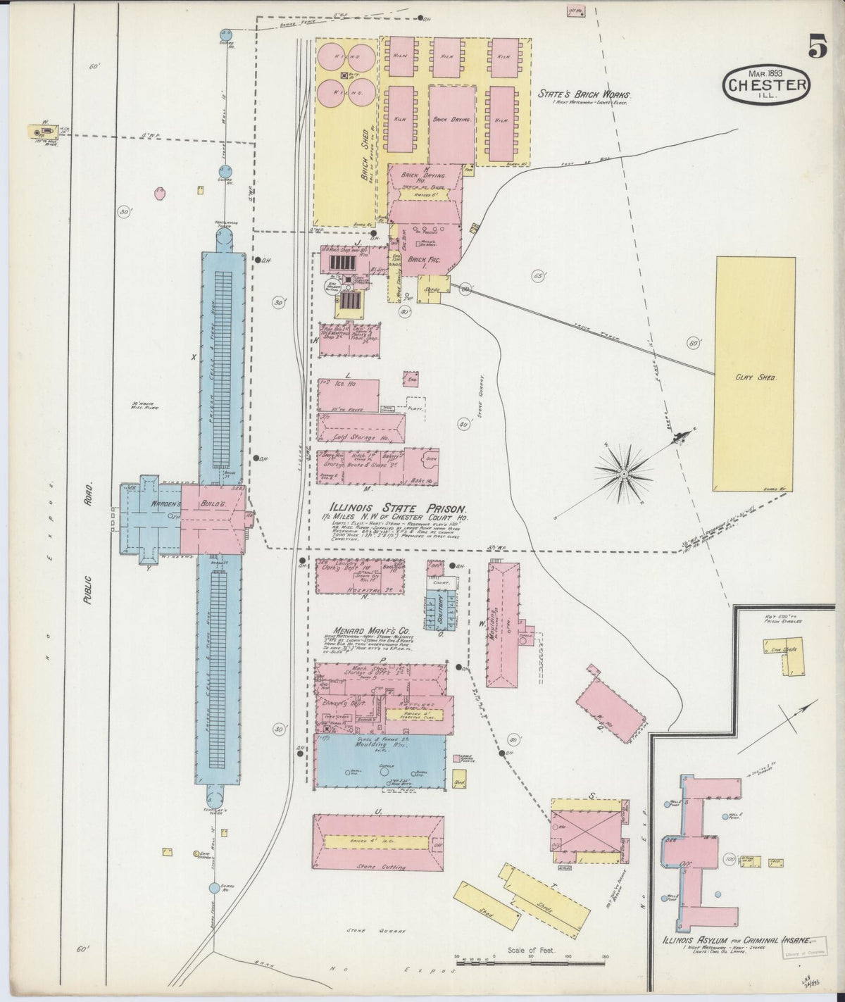 Sanborn Fire Insurance Map from Chester, Randolph County, Illinois (1886), Sheet #0005 - Historic Sanborn Fire Insurance Map Print, vintage old map wall art, antique decor, genealogy gift, Illinois Illinois map
