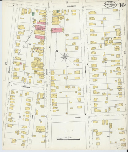 Sanborn Fire Insurance Map from Ashtabula, Ashtabula County, Ohio (1903), Sheet #0016 - Historic Sanborn Fire Insurance Map Print, vintage old map wall art, antique decor, genealogy gift, Ohio Ohio map