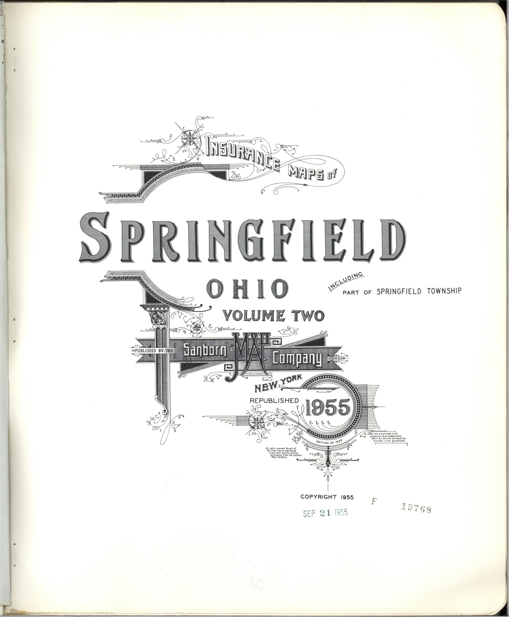 Sanborn Fire Insurance Map from Springfield, Clark County, Ohio (1955), Sheet #0001 - Complete Map Set gallery image, historic Sanborn map, vintage wall art, Ohio Ohio