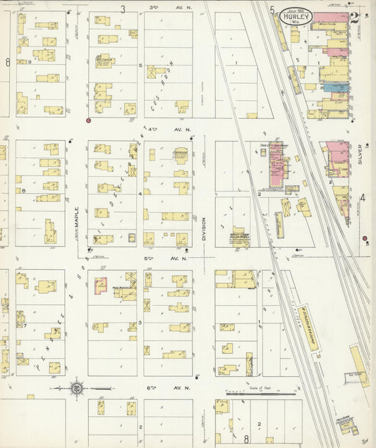 Sanborn Fire Insurance Map from Hurley, Iron County, Wisconsin (1913), Sheet #0002 - Historic Sanborn Fire Insurance Map Print, vintage old map wall art, antique decor, genealogy gift, Wisconsin Wisconsin map