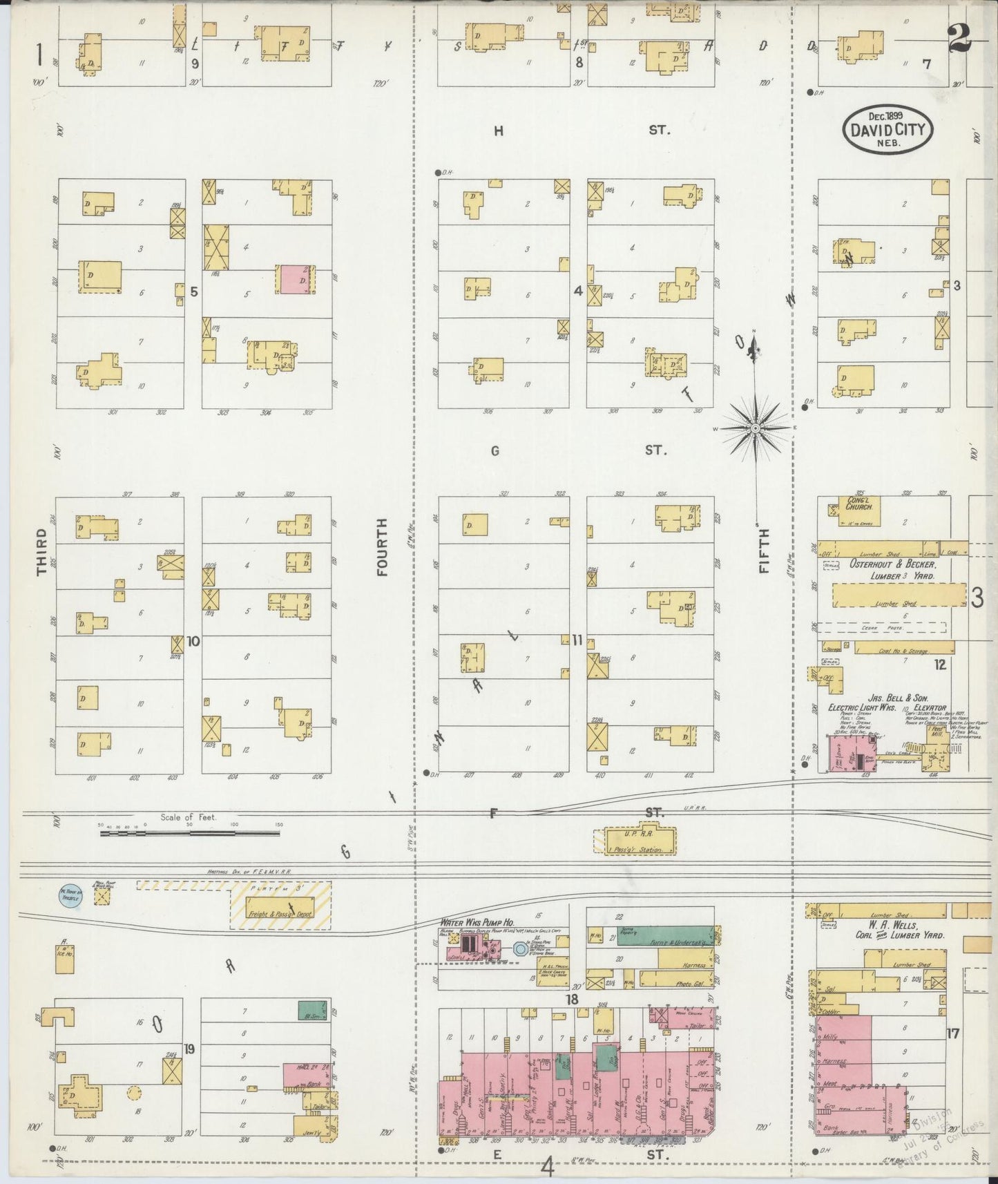 Sanborn Fire Insurance Map from David City, Butler County, Nebraska (1899), Sheet #0002 - Complete Map Set gallery image, historic Sanborn map, vintage wall art, Nebraska Nebraska