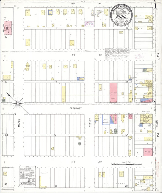 Sanborn Fire Insurance Map from Buhl, Twin Falls County, Idaho (1909), Sheet #0001 - Complete Map Set gallery image, historic Sanborn map, vintage wall art, Falls Idaho