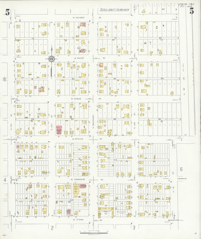 Sanborn Fire Insurance Map from Marlow, Stephens County, Oklahoma (1933), Sheet #0005 - Complete Map Set gallery image, historic Sanborn map, vintage wall art, Oklahoma Oklahoma