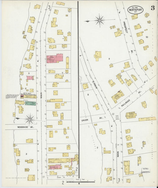 Sanborn Fire Insurance Map from Northport, Suffolk County, New York (1902), Sheet #0003 - Historic Sanborn Fire Insurance Map Print, vintage old map wall art, antique decor, genealogy gift, New York New York map