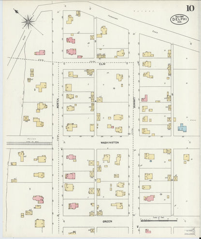 Sanborn Fire Insurance Map from Delphi, Carroll County, Indiana (1906), Sheet #0010 - Complete Map Set gallery image, historic Sanborn map, vintage wall art, Indiana Indiana