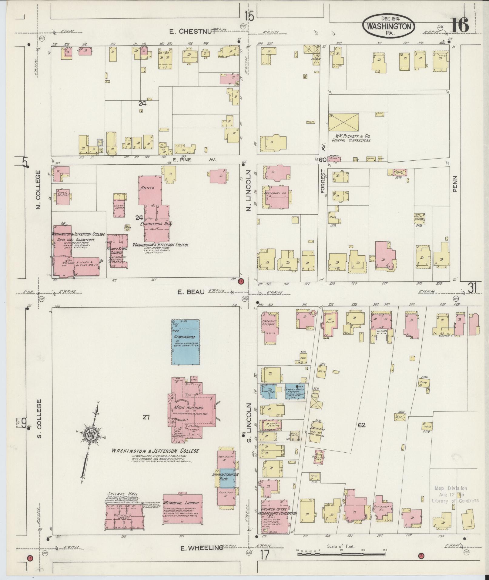 Sanborn Fire Insurance Map from Washington, Washington County, Pennsylvania (1914), Sheet #0016 - Complete Map Set gallery image, historic Sanborn map, vintage wall art, Sanborn Fire Insurance Map from Washington Washington