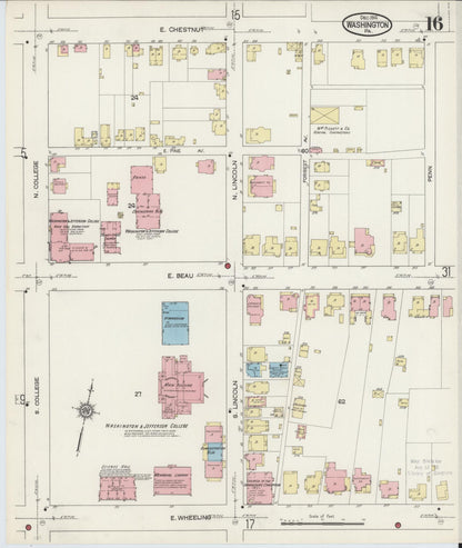Sanborn Fire Insurance Map from Washington, Washington County, Pennsylvania (1914), Sheet #0016 - Complete Map Set gallery image, historic Sanborn map, vintage wall art, Sanborn Fire Insurance Map from Washington Washington