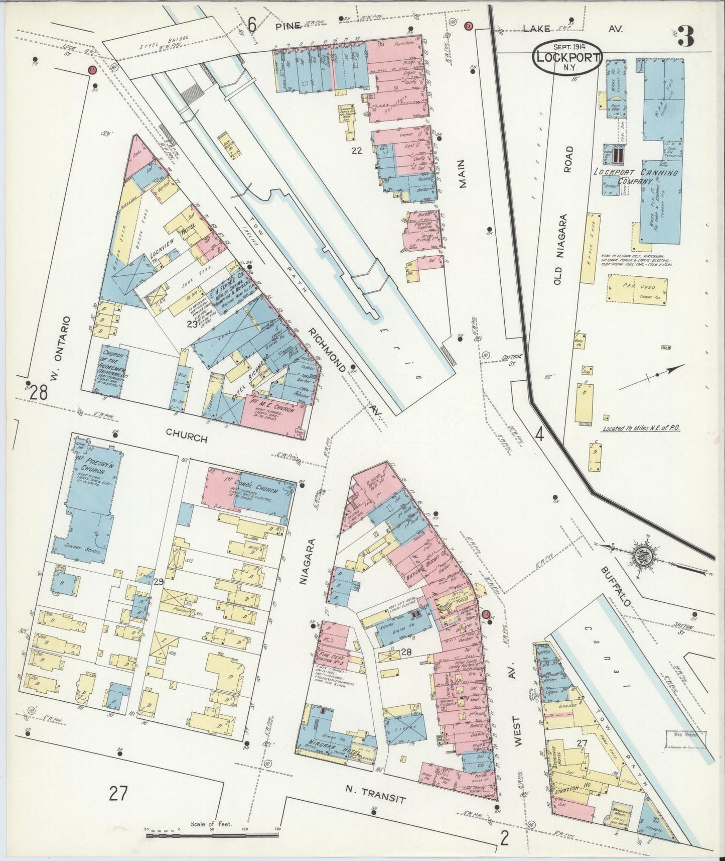 Sanborn Fire Insurance Map from Lockport, Niagara County, New York (1914), Sheet #0003 - Complete Map Set gallery image, historic Sanborn map, vintage wall art, New York New York