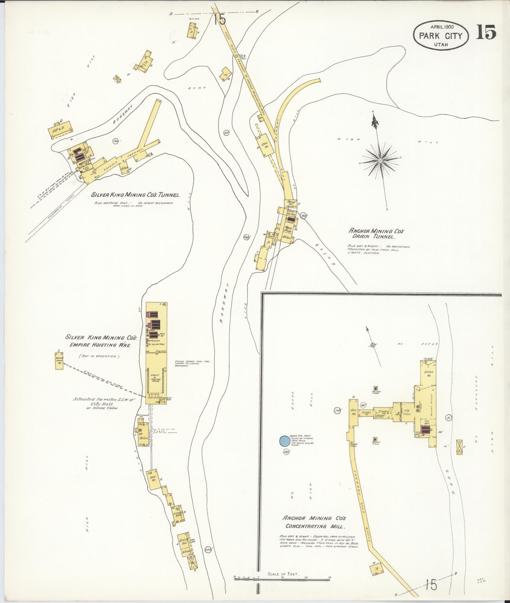 Sanborn Fire Insurance Map from Park City, Summit County, Utah (1900), Sheet #0015 - Complete Map Set gallery image, historic Sanborn map, vintage wall art, Utah Utah