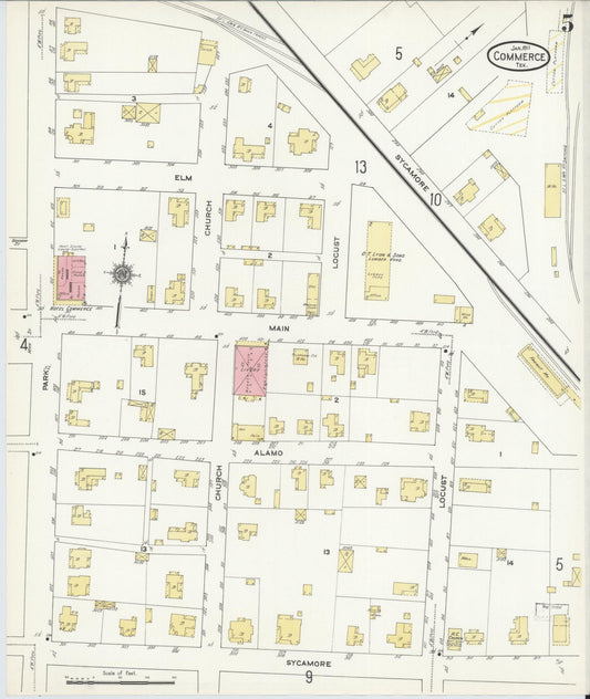 Sanborn Fire Insurance Map from Commerce, Hunt County, Texas (1911), Sheet #0005 - Historic Sanborn Fire Insurance Map Print, vintage old map wall art, antique decor, genealogy gift, Texas Texas map