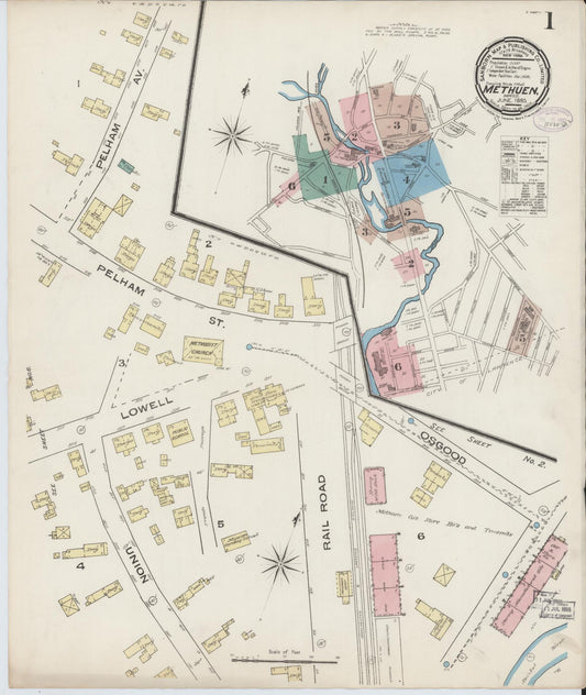 Sanborn Fire Insurance Map from Methuen, Essex County, Massachusetts. (1885) – Historic Sanborn Fire Insurance Map Print