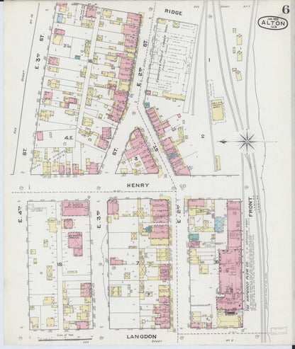 Sanborn Fire Insurance Map from Alton, Madison County, Illinois (1892), Sheet #0006 - Historic Sanborn Fire Insurance Map Print, vintage old map wall art, antique decor, genealogy gift, Illinois Illinois map