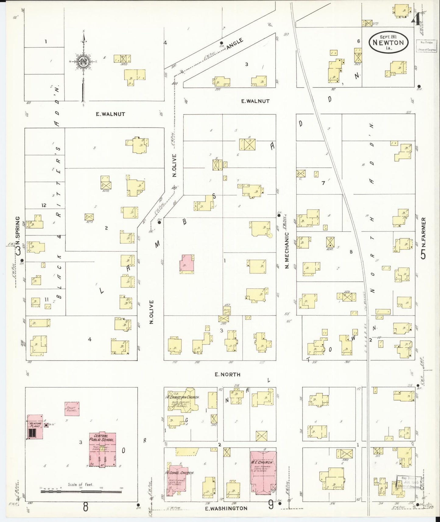 Sanborn Fire Insurance Map from Newton, Jasper County, Iowa (1911), Sheet #0004 - Historic Sanborn Fire Insurance Map Print