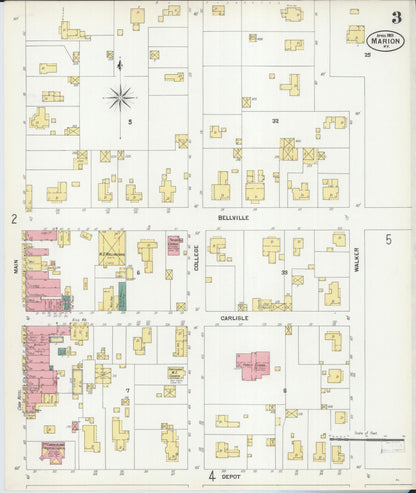 Sanborn Fire Insurance Map from Marion, Crittenden County, Kentucky (1901), Sheet #0003 - Complete Map Set gallery image, historic Sanborn map, vintage wall art, Kentucky Kentucky