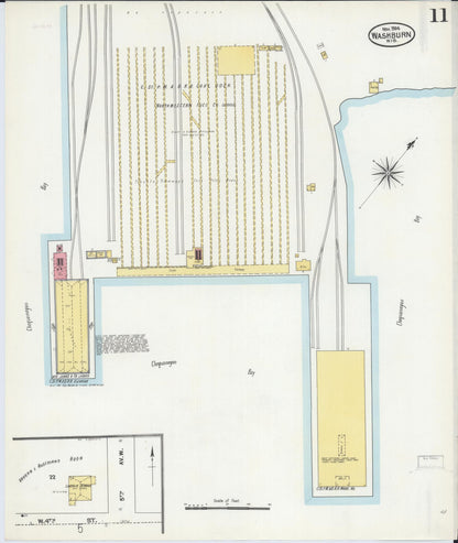 Sanborn Fire Insurance Map from Washburn, Bayfield County, Wisconsin (1904), Sheet #0011 - Historic Sanborn Fire Insurance Map Print, vintage old map wall art, antique decor, genealogy gift, Wisconsin Wisconsin map