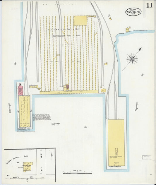 Sanborn Fire Insurance Map from Washburn, Bayfield County, Wisconsin (1904), Sheet #0011 - Historic Sanborn Fire Insurance Map Print, vintage old map wall art, antique decor, genealogy gift, Wisconsin Wisconsin map