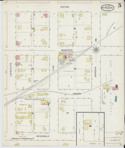 Sanborn Fire Insurance Map from Mount Pulaski, Logan County, Illinois (1893), Sheet #0005 - Complete Map Set gallery image, historic Sanborn map, vintage wall art, Illinois Illinois