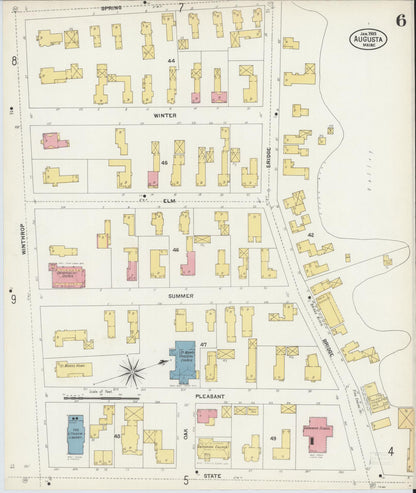 Sanborn Fire Insurance Map from Augusta, Kennebec County, Maine (1903), Sheet #0006 - Complete Map Set gallery image, historic Sanborn map, vintage wall art, Maine Maine
