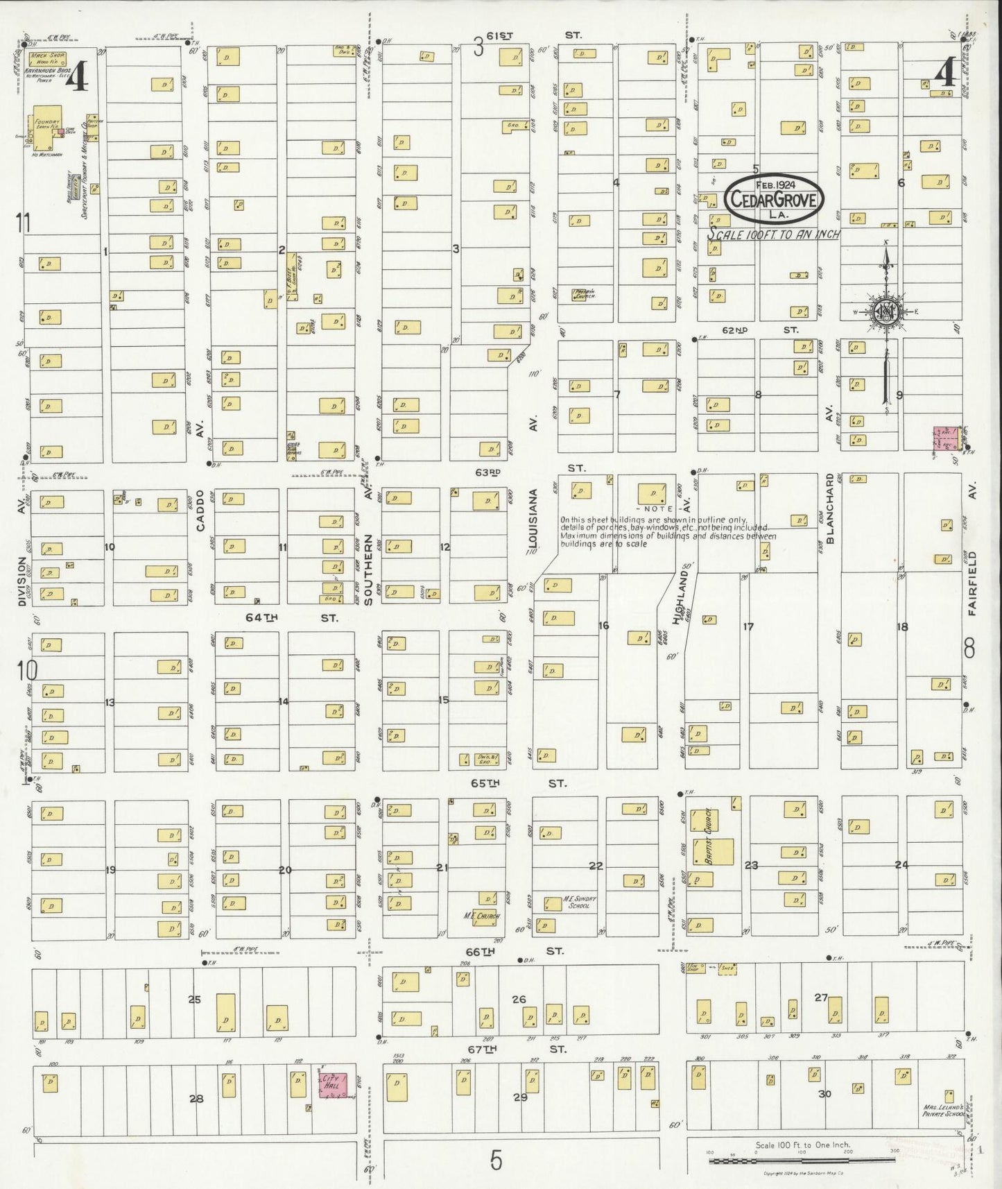 Sanborn Fire Insurance Map from Cedar Grove, Caddo Parish, Louisiana (1924), Sheet #0004 - Historic Sanborn Fire Insurance Map Print, vintage old map wall art, antique decor, genealogy gift, Louisiana Louisiana map