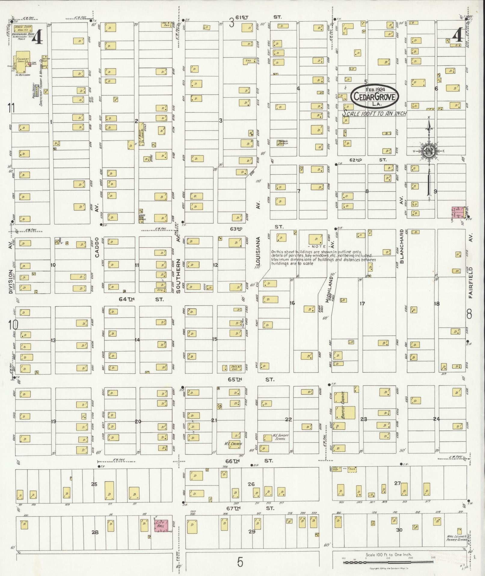 Sanborn Fire Insurance Map from Cedar Grove, Caddo Parish, Louisiana (1924), Sheet #0004 - Historic Sanborn Fire Insurance Map Print, vintage old map wall art, antique decor, genealogy gift, Louisiana Louisiana map