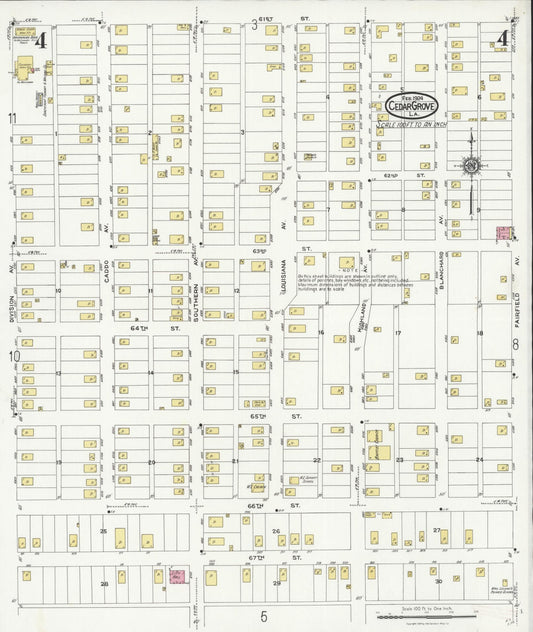 Sanborn Fire Insurance Map from Cedar Grove, Caddo Parish, Louisiana (1924), Sheet #0004 - Historic Sanborn Fire Insurance Map Print, vintage old map wall art, antique decor, genealogy gift, Louisiana Louisiana map
