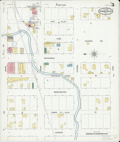Sanborn Fire Insurance Map from Spring Valley, Fillmore County, Minnesota (1909), Sheet #0003 - Complete Map Set gallery image, historic Sanborn map, vintage wall art, Minnesota Minnesota