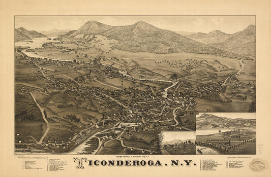 Ticonderoga, N.Y. (1884) – Historic Bird’s-Eye View Panorama Print