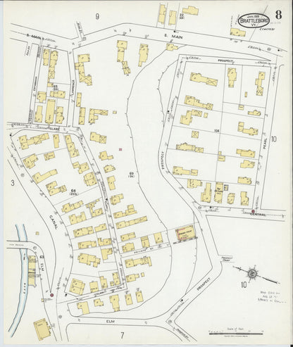 Sanborn Fire Insurance Map from Brattleboro, Windham County, Vermont (1919), Sheet #0008 - Complete Map Set gallery image, historic Sanborn map, vintage wall art, Vermont Vermont