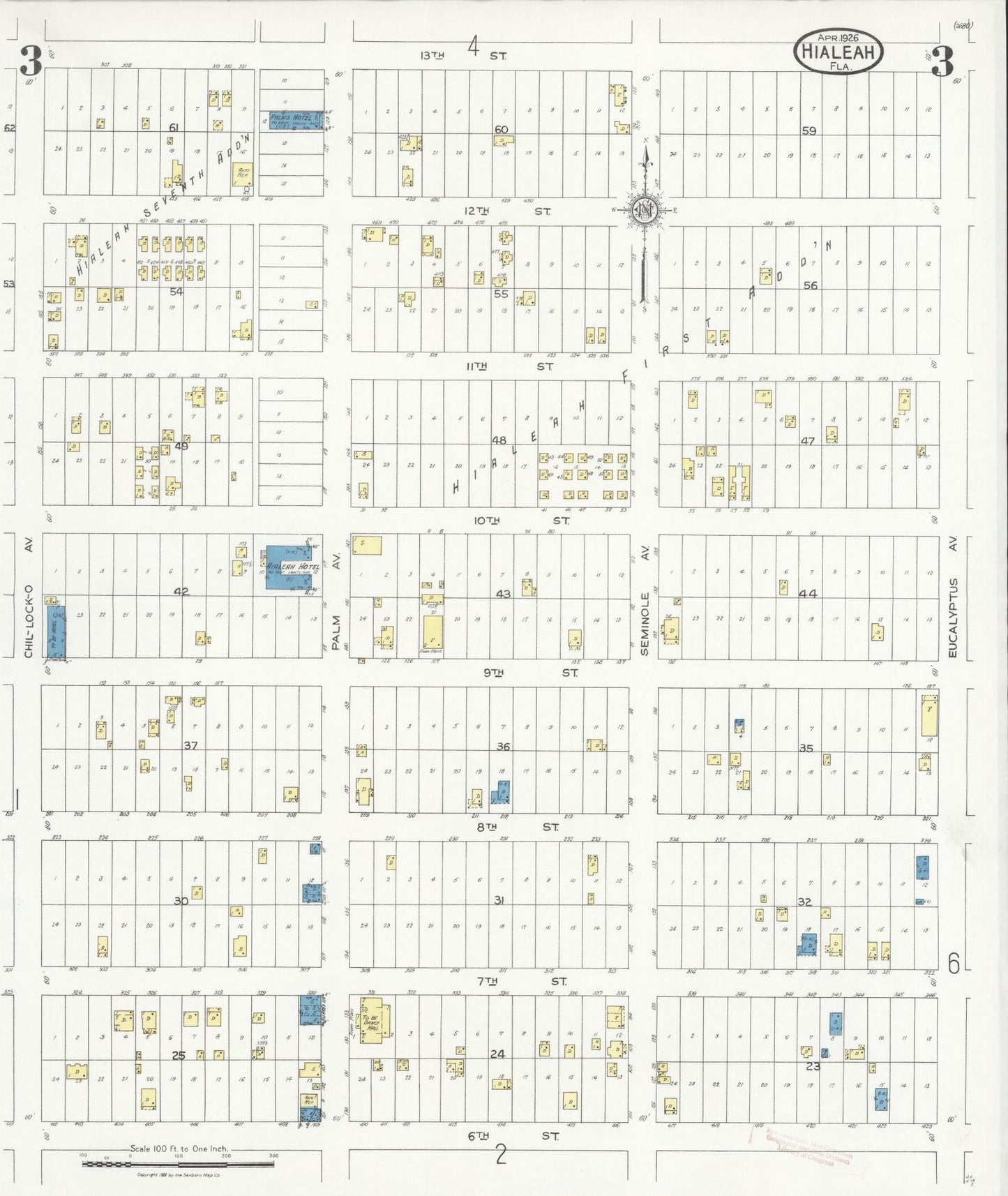Sanborn Fire Insurance Map from Hialeah, Dade County, Florida (1926), Sheet #0003 - Historic Sanborn Fire Insurance Map Print, vintage old map wall art, antique decor, genealogy gift, Florida Florida map