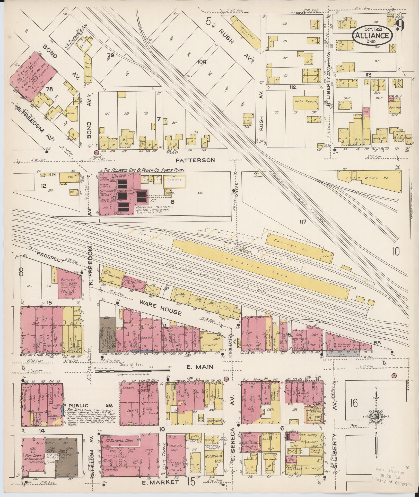 Sanborn Fire Insurance Map from Alliance, Stark County, Ohio (1921), Sheet #0009 - Complete Map Set gallery image, historic Sanborn map, vintage wall art, Ohio Ohio