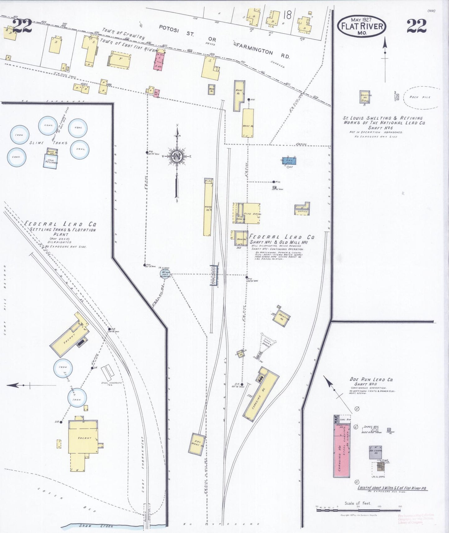 Sanborn Fire Insurance Map from Flat River, Saint Francois County, Missouri (1927), Sheet #0022 - Historic Sanborn Fire Insurance Map Print, vintage old map wall art, antique decor, genealogy gift, Missouri Missouri map