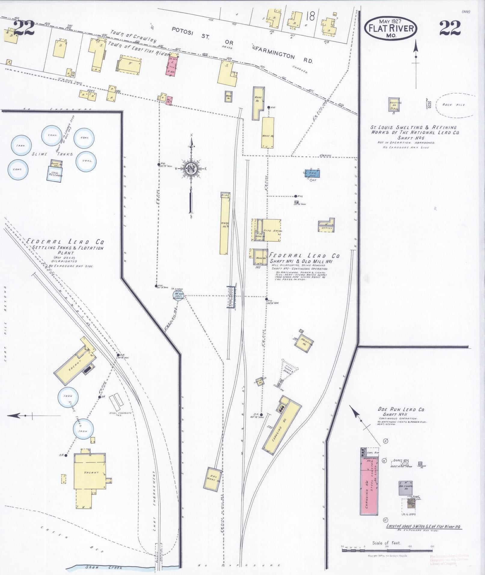 Sanborn Fire Insurance Map from Flat River, Saint Francois County, Missouri (1927), Sheet #0022 - Historic Sanborn Fire Insurance Map Print, vintage old map wall art, antique decor, genealogy gift, Missouri Missouri map