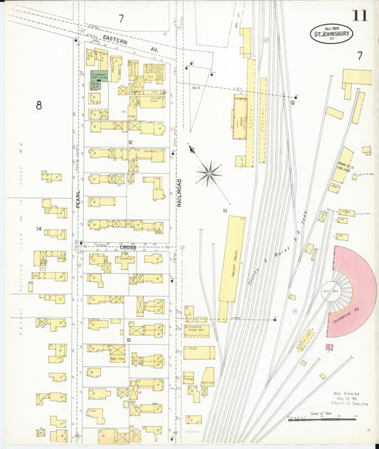 Sanborn Fire Insurance Map from Saint Johnsbury, Caledonia County, Vermont (1900), Sheet #0011 - Historic Sanborn Fire Insurance Map Print, vintage old map wall art, antique decor, genealogy gift, Vermont Vermont map