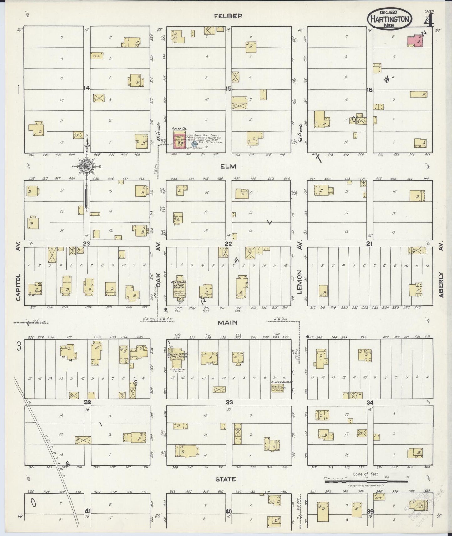 Sanborn Fire Insurance Map from Hartington, Cedar County, Nebraska (1920), Sheet #0004 - Complete Map Set gallery image, historic Sanborn map, vintage wall art, Nebraska Nebraska