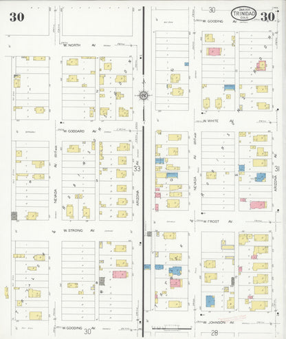 Sanborn Fire Insurance Map from Trinidad, Las Animas County, Colorado (1930), Sheet #0030 - Complete Map Set gallery image, historic Sanborn map, vintage wall art, Colorado Colorado