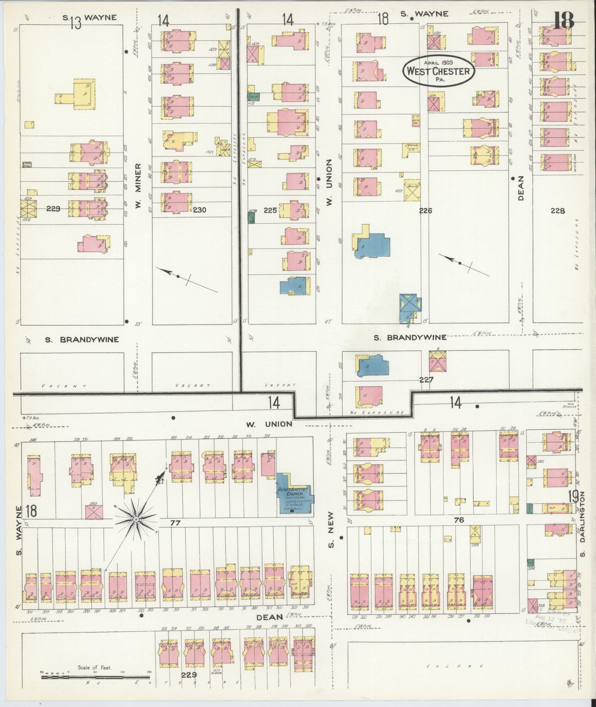 Sanborn Fire Insurance Map from West Chester, Chester County, Pennsylvania (1909), Sheet #0018 - Historic Sanborn Fire Insurance Map Print, vintage old map wall art, antique decor, genealogy gift, Pennsylvania Pennsylvania map