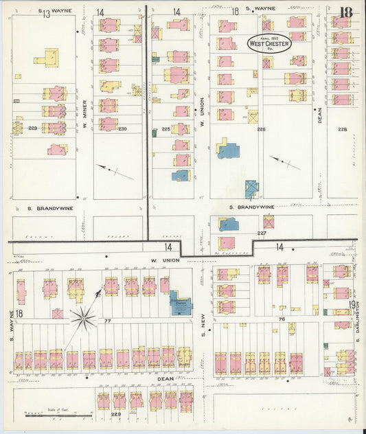 Sanborn Fire Insurance Map from West Chester, Chester County, Pennsylvania (1909), Sheet #0018 - Historic Sanborn Fire Insurance Map Print, vintage old map wall art, antique decor, genealogy gift, Pennsylvania Pennsylvania map