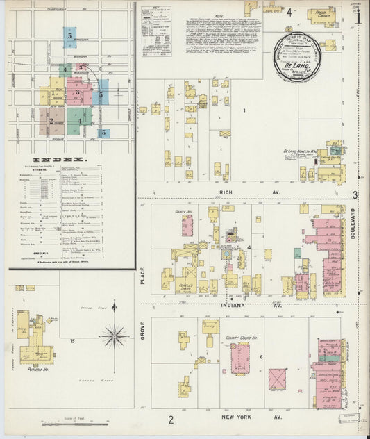 Sanborn Fire Insurance Map from De Land, Volusia County, Florida. (1897) – Historic Sanborn Fire Insurance Map Print