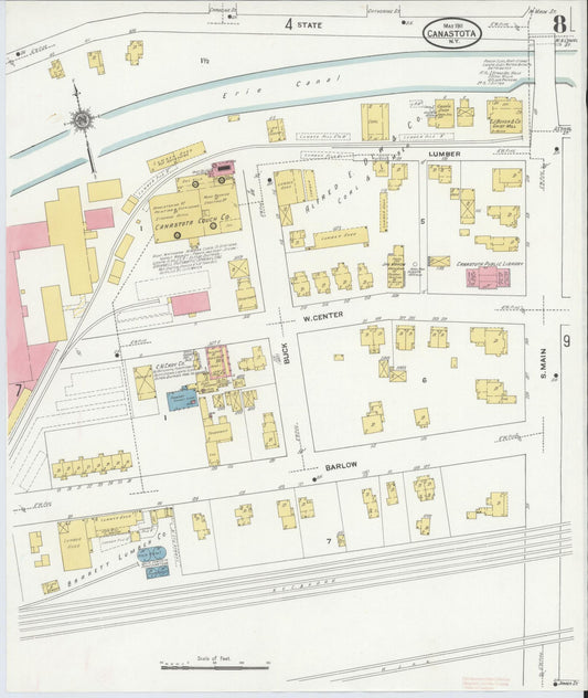 Sanborn Fire Insurance Map from Canastota, Madison County, New York (1911), Sheet #0008 - Historic Sanborn Fire Insurance Map Print, vintage old map wall art, antique decor, genealogy gift, New York New York map