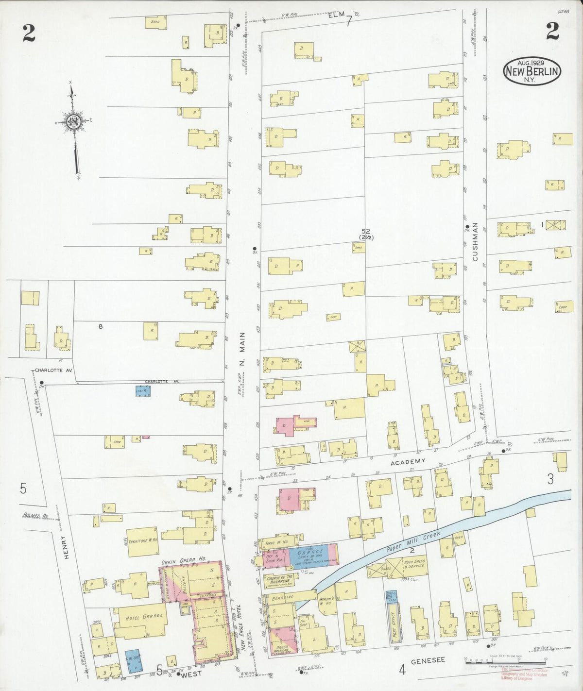 Sanborn Fire Insurance Map from New Berlin, Chenango County, New York (1929), Sheet #0002 - Complete Map Set gallery image, historic Sanborn map, vintage wall art, New York New York