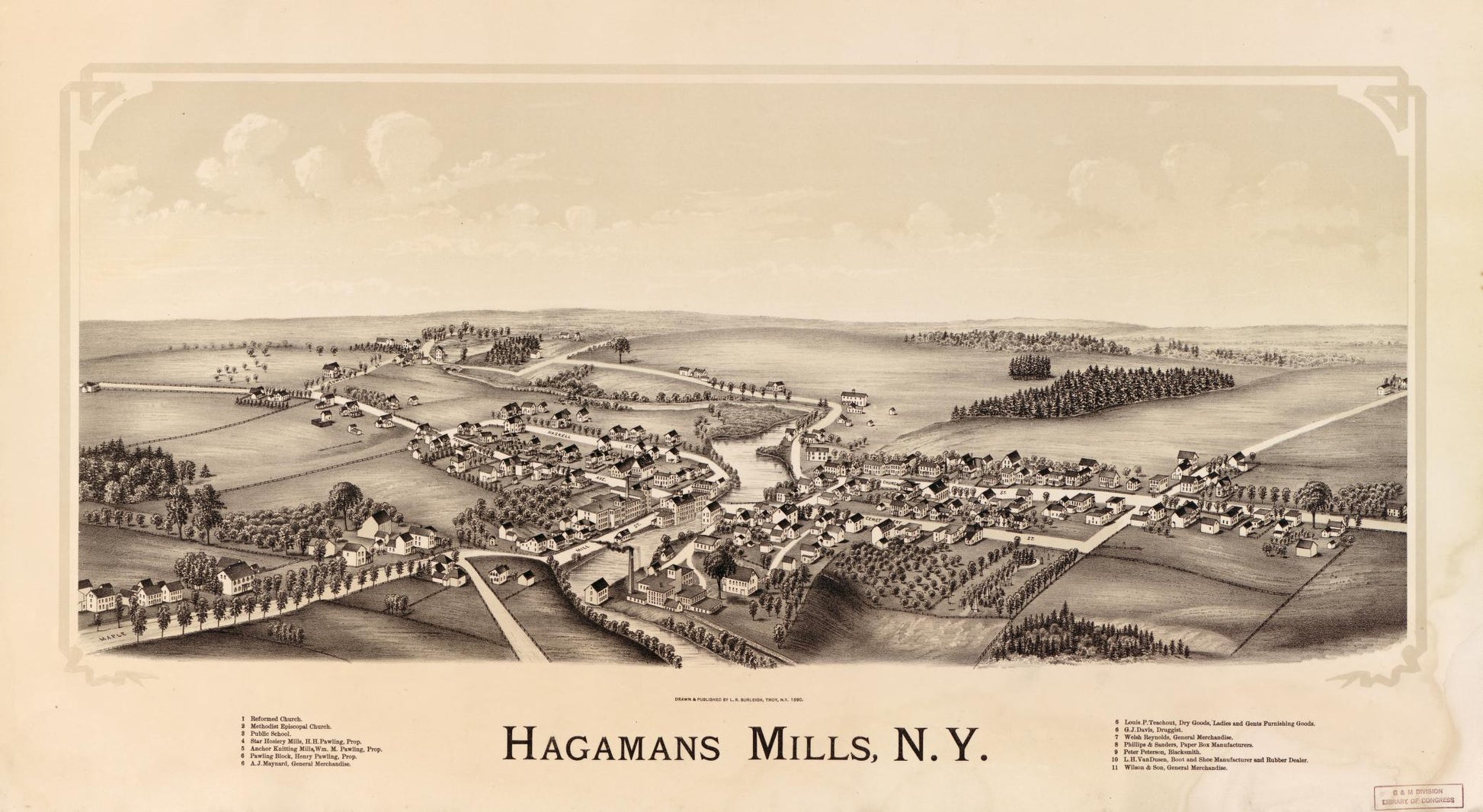 Hagamans Mills, N.Y. (1890) – Historic Bird’s-Eye View Panorama Print