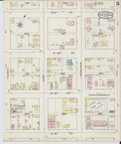 Sanborn Fire Insurance Map from Cheyenne, Laramie County, Wyoming (1886), Sheet #0005 - Complete Map Set gallery image, historic Sanborn map, vintage wall art, Wyoming Wyoming