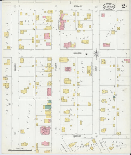 Sanborn Fire Insurance Map from Lebanon, Saint Clair County, Illinois (1899), Sheet #0002 - Complete Map Set gallery image, historic Sanborn map, vintage wall art, Illinois Illinois