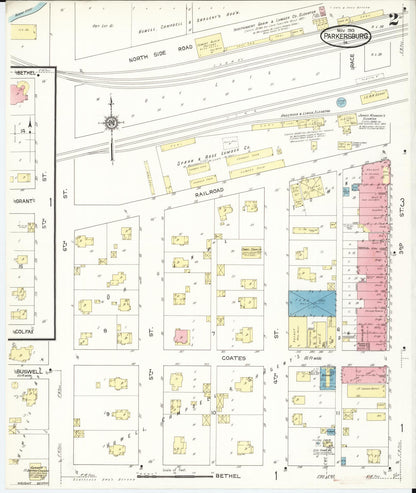 Sanborn Fire Insurance Map from Parkersburg, Butler County, Iowa (1913), Sheet #0002 - Historic Sanborn Fire Insurance Map Print, vintage old map wall art