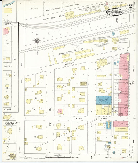 Sanborn Fire Insurance Map from Parkersburg, Butler County, Iowa (1913), Sheet #0002 - Historic Sanborn Fire Insurance Map Print, vintage old map wall art