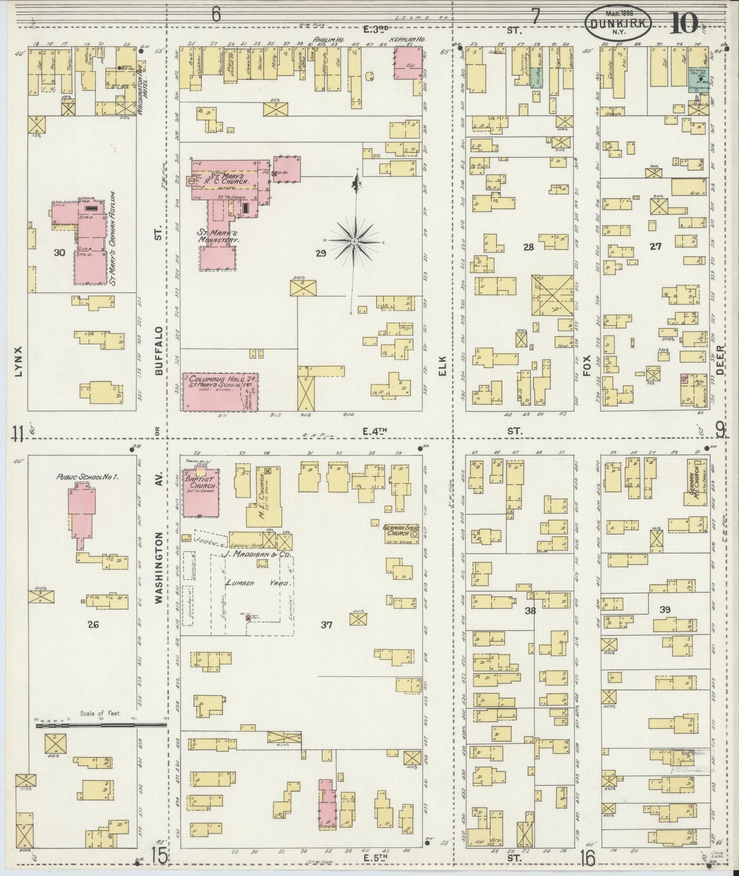 Sanborn Fire Insurance Map from Dunkirk, Chautauqua County, New York (1898), Sheet #0010 - Complete Map Set gallery image, historic Sanborn map, vintage wall art, New York New York
