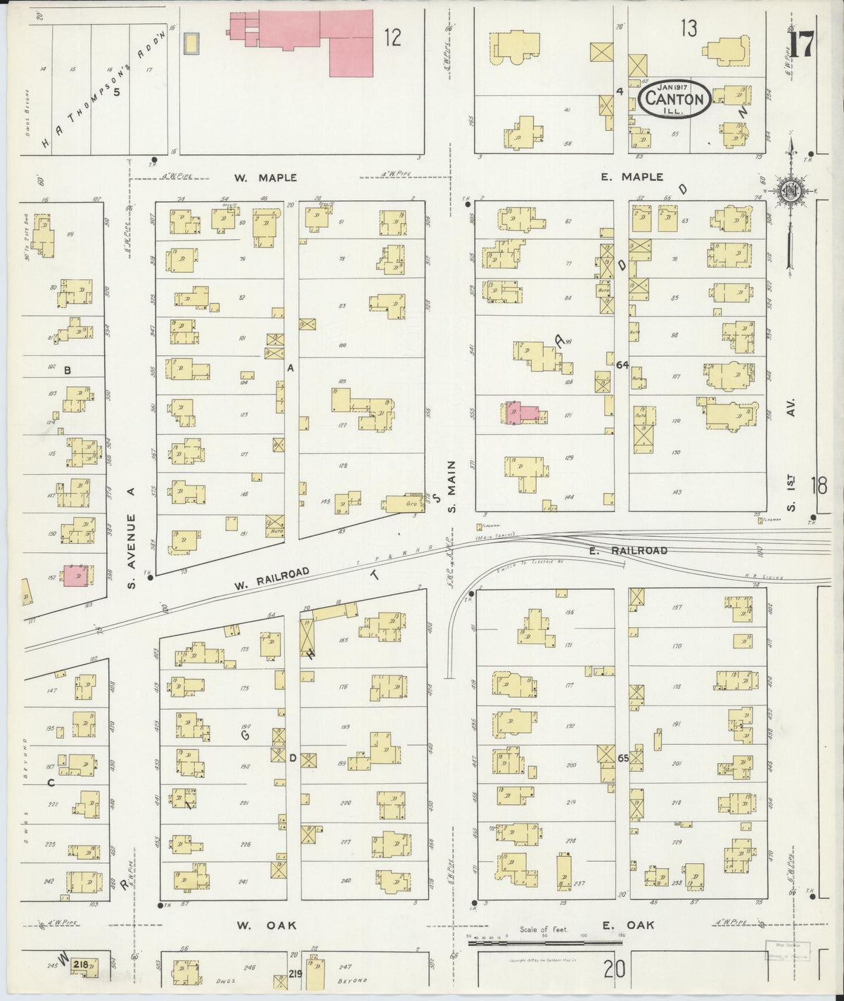 Sanborn Fire Insurance Map from Canton, Fulton County, Illinois (1917), Sheet #0017 - Complete Map Set gallery image, historic Sanborn map, vintage wall art, Illinois Illinois